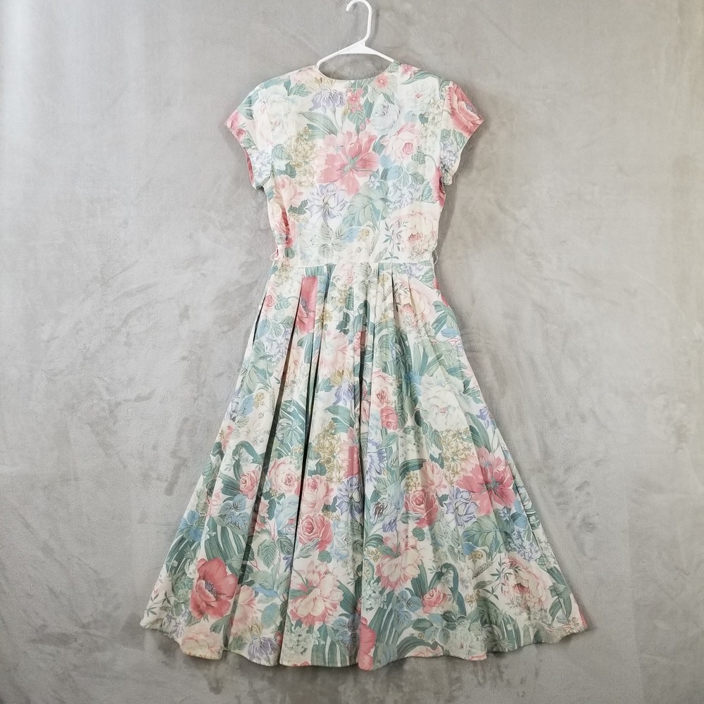 Vintage Floral Midi Dress M 100% Cotton USA Made 50's Inspired Cottage Prairie - Picture 3 of 11